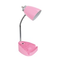 Limelights Ld1056Pnk Gooseneck Organizer Desk Lamp With Ipad Tablet Stand Book Holder And Usb Port Pink