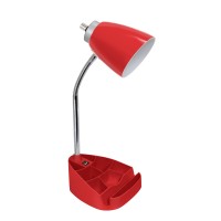 Limelights Ld1056Red Gooseneck Organizer Desk Lamp With Ipad Tablet Stand Book Holder And Usb Port Red 65 X 7 X 185