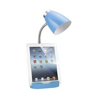 Limelights Ld1002-Blu Gooseneck Organizer Ipad Stand Or Book Holder Desk Lamp, Acrylonitrile Butadiene Styrene, Blue, 6.5 X 6.5 X 18.5