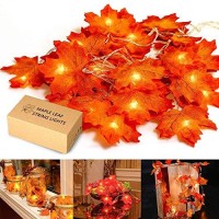 Mimoo Thanksgiving, Maple Leaf 20Led 6.56Ft Battery Powered Harvest Fall Garlands String Light