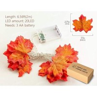 Mimoo Thanksgiving, Maple Leaf 20Led 6.56Ft Battery Powered Harvest Fall Garlands String Light