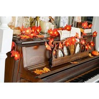 Mimoo Thanksgiving, Maple Leaf 20Led 6.56Ft Battery Powered Harvest Fall Garlands String Light