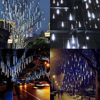 Aocks Rain Drop Lights,20Cm 8 Tubes Icicle Snow Falling Raindrop Lights Led Tree Fairy String Light For Indoor Outdoor Gardens Homes Xmas Christmas Party Weddings Decor Tree (White)