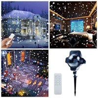 Snowfall Outdoor Led Christmas Lights Displays Projector Show Waterproof Rotating Projection Snowflake Lamp With Wireless Remote For Xmas Halloween Party Wedding And Garden Decorations