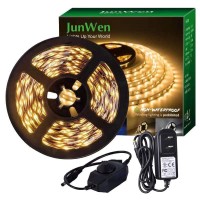 Junwen 20Ft Led Strip Light Warm White 360 Led Beads 12V Soft Dimmable Warm Lights Strip For Bedrooms Mirror Kitchen Home De