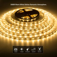 Junwen 20Ft Led Strip Light Warm White 360 Led Beads 12V Soft Dimmable Warm Lights Strip For Bedrooms Mirror Kitchen Home De