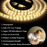 Junwen 164Ft Warm Led Strip Lights 12V Indoor Led Strip Lights Waterproof Flexible Led Light Strip Indoor In Cuttable Dimmable