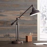 Turnbuckle Industrial Desk Lamp With Hotel Style Usb Charging Port Led Adjustable Oil Rubbed Bronze Metal Shade For Office Table - Franklin Iron Works