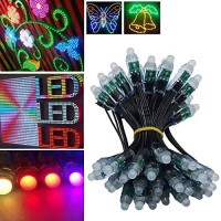 Wesiri Ws2811 Diffused Digital Rgb Led Pixel Lights Black Wire Individually Addressable Round Diy Led Pixels Module Ip68 Waterproof Dc5V 50Pcs/Set