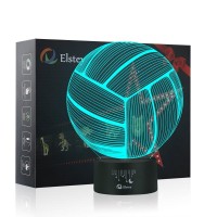 Elstey Volleyball 3D Lamp Optical Illusion Night Light, 7 Color Changing Touch Switch Acrylic Flat & Abs Base & Usb Cable Decoration Lamps For Christmas Gift