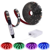 Abtong Led Strip Lights Battery Powered Rgb Led Lights Strip With Mini Controller Waterproof Led Strip Rope Lights Battery Led Lights Multi Color Changing Lights 2M 6.56Ft