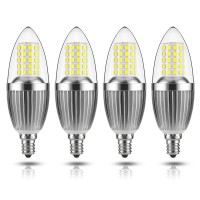 Gezee Led Candelabra Bulb, Non-Dimmable, 100 Watt Equivalent, 12W Led Candle Bulbs, Daylight White 6000K, 120V, 1200Lumens, E12 Base, Chandelier Bulbs, Torpedo Shape(4-Pack)