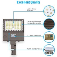 Yellore 150W Led Parking Lot Lighting Ul Dlc Listed 21,000Lm 5000K Led Shoebox Pole Lights Fixture Ac100-277V Ip65 Waterproof Slip Fit Mount Commercial Outdoor Street Light For Stadium Roadways