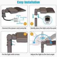 Yellore 150W Led Parking Lot Lighting Ul Dlc Listed 21,000Lm 5000K Led Shoebox Pole Lights Fixture Ac100-277V Ip65 Waterproof Slip Fit Mount Commercial Outdoor Street Light For Stadium Roadways