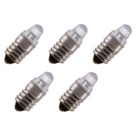 Sci-Supply Miniature Led Flashlight Bulbs, 3 Volt Mini Lamps, Cool White, E10 Small Led Bulbs, Pack Of 5