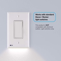 Snappower 4 Pack Switchlight - Led Night Light - For Single-Pole Light Switches - Light Switch Plate With Led Night Lights - Adjust Brightness - Auto On/Off Sensor - (Rocker, White)