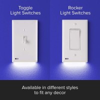 Snappower 4 Pack Switchlight - Led Night Light - For Single-Pole Light Switches - Light Switch Plate With Led Night Lights - Adjust Brightness - Auto On/Off Sensor - (Rocker, White)