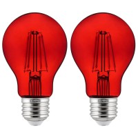 Sunlite Led Colored Filament A19 Light Bulb, 4.5 Watts, Medium E26 Base, 120 Volts, Transparent Red, Dimmable, 320 Degree Beam Angle, Ul Listed, 2 Count