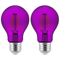 Sunlite 81081 Led Colored Filament A19 Light Bulb, 4.5 Watts, Medium E26 Base, 120 Volts, Transparent Purple, Dimmable, 320 Degree Beam Angle, Ul Listed, 2 Count