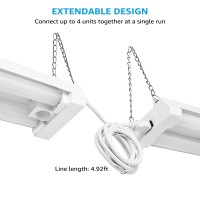 Leonlite Motion Sensor 4Ft Led Utility Shop Light 40W Plug In Linkable Light Fixtures For Garage Workshop 4000Lm 5000K Dayl