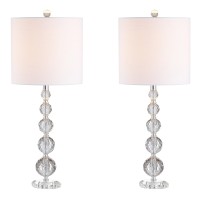 Jonathan Y Jyl5002A-Set2 Nala 285 Crystal Led Table Lamp Transitional Glam Bedside Desk Nightstand Lamp For Bedroom Living Room Office College Bookcase Led Bulbs Included, Clearchrome (Set Of 2)