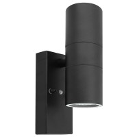 Long Life Lamp Company Black Outdoor Up Down Wall Light Dusk Till Dawn Sensor Stainless Steel Ip65 Zlc090B