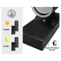 Long Life Lamp Company Black Outdoor Up Down Wall Light Dusk Till Dawn Sensor Stainless Steel Ip65 Zlc090B