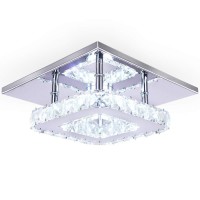 Diisunbihuo Modern Crystal Chandelier 7.9 Inches Led Ceiling Light Mini Square Flush Mount Ceiling Light For Bedrooms Dinning Rooms Hallway(Cool White,15W)