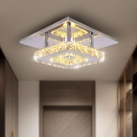 Diisunbihuo Small Led Chandelier Semi Flush Mount Crystal Lighting Modern Ceiling Crystal Lamp For Bedrooms Dinning Rooms Hallway (Warm)