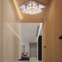 Diisunbihuo Small Led Chandelier Semi Flush Mount Crystal Lighting Modern Ceiling Crystal Lamp For Bedrooms Dinning Rooms Hallway (Warm)