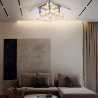 Diisunbihuo Small Led Chandelier Semi Flush Mount Crystal Lighting Modern Ceiling Crystal Lamp For Bedrooms Dinning Rooms Hallway (Warm)