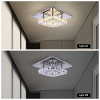 Diisunbihuo Small Led Chandelier Semi Flush Mount Crystal Lighting Modern Ceiling Crystal Lamp For Bedrooms Dinning Rooms Hallway (Warm)