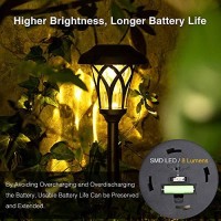 Gigalumi Solar Pathway Lights 6 Pack, Solar Landscape Lights Warm White, Super Bright High Lumen Waterproof Metal Automatic Solar Yard Lights For Path, Garden, Lawn, Walkway