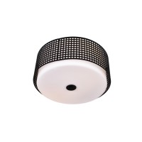 2 Light Drum Shade Flush Mount With Black Finish