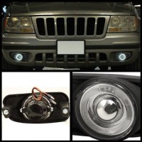 Jdragon Fog Light Compatible For 1999-2004 Jeep Grand Cherokee Halo Projector Fog Lights With Switch/Harness/Wiring