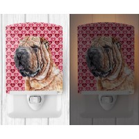 Carolines Treasures Sc9695Cnl Shar Pei Hearts And Love Ceramic Night Light Compact Ulcertified Ideal For Bedroom Bathroom