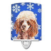 Carolines Treasures Sc9771Cnl Red Miniature Poodle Winter Snowflakes Ceramic Night Light Compact Ulcertified Ideal For Bedro