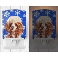 Carolines Treasures Sc9771Cnl Red Miniature Poodle Winter Snowflakes Ceramic Night Light Compact Ulcertified Ideal For Bedro