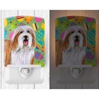 Carolines Treasures Lh9420Cnl Bearded Collie Easter Eggtravaganza Ceramic Night Light Compact Ulcertified Ideal For Bedroom