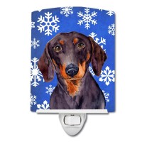 Carolines Treasures Lh9268Cnl Dachshund Winter Snowflakes Holiday Ceramic Night Light Compact Ulcertified Ideal For Bedroom