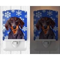 Carolines Treasures Lh9268Cnl Dachshund Winter Snowflakes Holiday Ceramic Night Light Compact Ulcertified Ideal For Bedroom