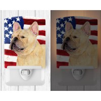 Carolines Treasures Ss4047Cnl Usa American Flag With French Bulldog Ceramic Night Light Compact Ulcertified Ideal For Bedroo