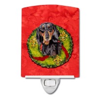 Carolines Treasures Sc9099Cnl Dachshund Christmas Wreath Ceramic Night Light Compact Ulcertified Ideal For Bedroom Bathroom