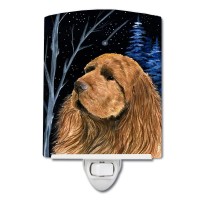 Carolines Treasures Ss8391Cnl Starry Night Sussex Spaniel Ceramic Night Light Compact Ulcertified Ideal For Bedroom Bathroo