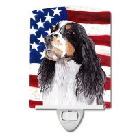 Carolines Treasures Sc9016Cnl Usa American Flag With Springer Spaniel Ceramic Night Light Compact Ulcertified Ideal For Bedr