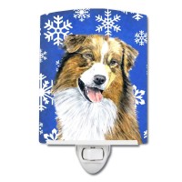 Carolines Treasures Sc9397Cnl Australian Shepherd Winter Snowflakes Holiday Ceramic Night Light Compact Ulcertified Ideal Fo