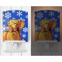 Carolines Treasures Lh9280Cnl Vizsla Winter Snowflakes Holiday Ceramic Night Light Compact Ulcertified Ideal For Bedroom Ba