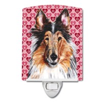 Carolines Treasures Sc9694Cnl Collie Hearts And Love Ceramic Night Light Compact Ulcertified Ideal For Bedroom Bathroom Nu