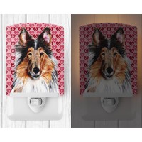 Carolines Treasures Sc9694Cnl Collie Hearts And Love Ceramic Night Light Compact Ulcertified Ideal For Bedroom Bathroom Nu