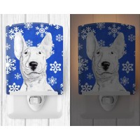 Carolines Treasures Sc9604Cnl Bull Terrier Winter Snowflakes Ceramic Night Light Compact Ulcertified Ideal For Bedroom Bath